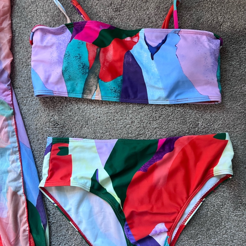 Colorful Abstract Print Bikini 3 pc Set - Picture 5 of 6